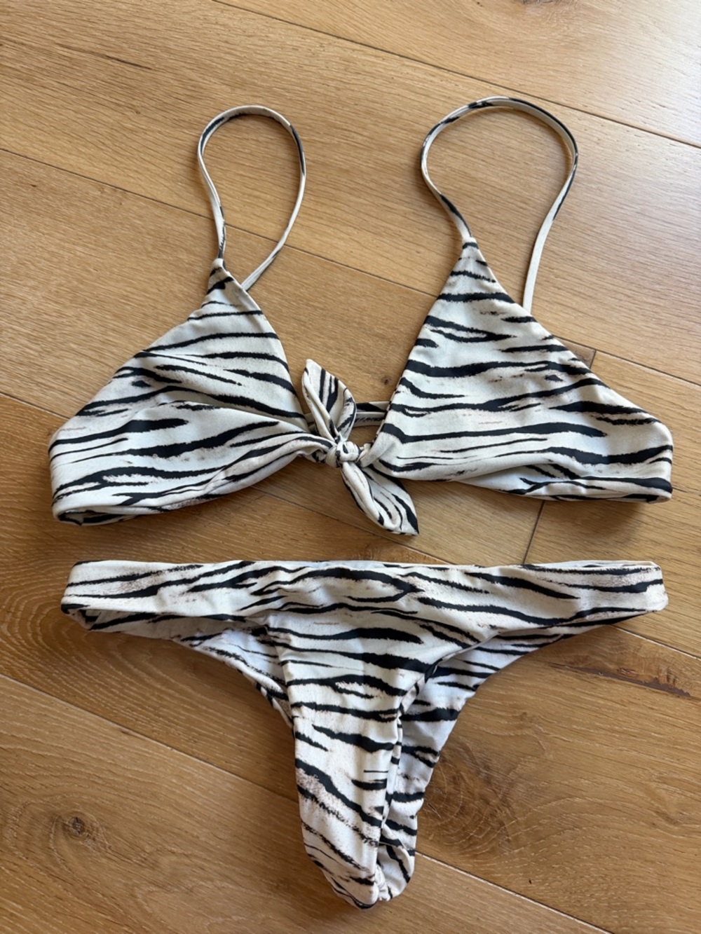 Alia Blue Zebra Print Tie Front Bikini